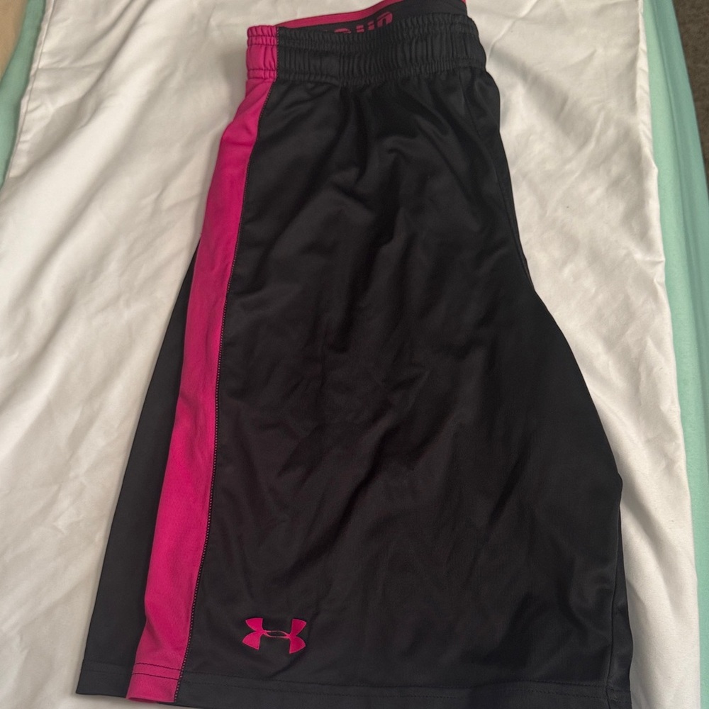 Under Armour Men's Black and Pink Athletic Shorts